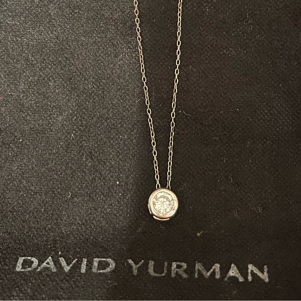 New! Diamond Bezel Necklace Single Crystal CZ Delicate 925 Sterling Silver Chain
